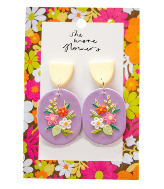 She Wore Flowers Dangles - Lilac Flowers, sold at Have You Met Charlie?, a unique gift shop located in Adelaide, South Australia