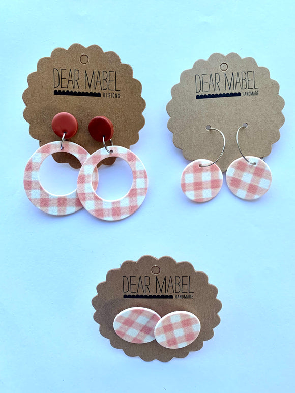 Dear Mabel Handmade - Gingham Earrings Various, Sold at Have You Met Charlie?, a unique gift shop located in Adelaide, South Australia.