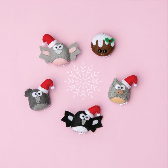 World of Kawaii Christmas wool felt brooches from have you met charlie? a unique gift shop in adelaide, south australia