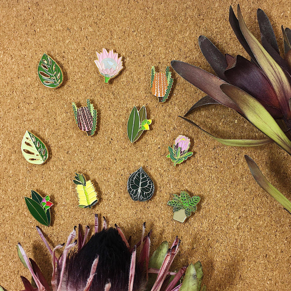 various flower & plant enamel pins by patch press from have you met charlie a gift shop with Australian unique handmade gifts in Adelaide South Australia
