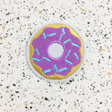 purple donut iron on patch by patch press from have you met charlie a gift shop with Australian unique handmade gifts in Adelaide South Australia