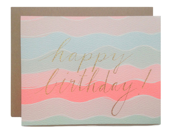 Hartland Brooklyn Card - Happy Birthday Squiggles with Gold Glitter Foil*