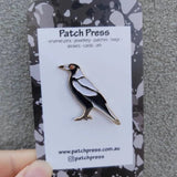 Patch Press enamel pin - magpie. Sold at Have You Met Charlie?, a unique handmade gift shop in Adelaide, South Australia.