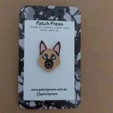 Patch Press German Shepard pin, sold at Have You Met Charlie?, a unique gift store in Adelaide, South Australia.