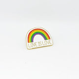 Red Parka love is love rainbow enamel pin from have you met charlie a gift shop with Australian unique handmade gifts in Adelaie South Australia