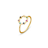 Gold plated Sterling Silver stacker ring with open circle and multi colour stone detail from have you met charlie in adelaide south australia unique handmade gifts 