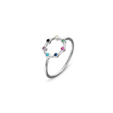 Sterling Silver stacker ring with open circle and multi colour stone detail from have you met charlie in adelaide south australia unique handmade gifts 