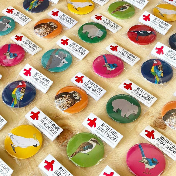 animal red parka bottle opener magnets from have you met charlie a gift shop with handmade australian gifts in adelaide south australia