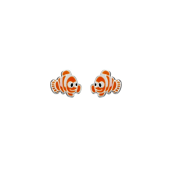 sterling silver studs in bright orange and white striped clown fish design from australian gift shop have you met charlie in adelaide south australia
