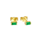 Sterling Silver Studs - Gold CZ Rectangle