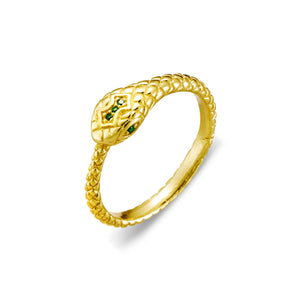 Sterling Silver Stacker Ring - Emerald CZ Gold Snake, sold at Have You Met Charlie?, a unique gift store in Adelaide, South Australia.