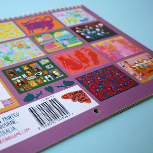 Colorful book with patterned pages and a barcode on a light blue background