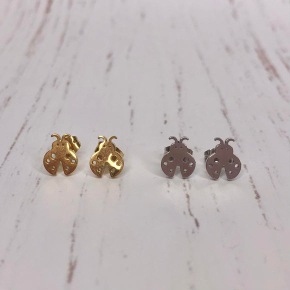 Stainless Steel Earrings - Ladybug in gold and silver, sold at Have You Met Charlie?, a unique gift shop located in Adelaide, South Australia.