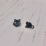 Stainless Steel Earrings - Large Cat & Mouse