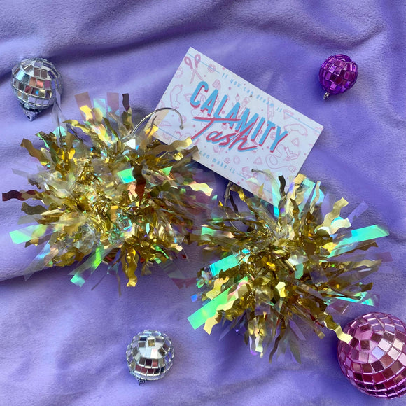 Calamity Tash - Tinsel Pom Earrings. Sold at Have You Met Charlie?, a unique gift shop located in Adelaide, South Australia.