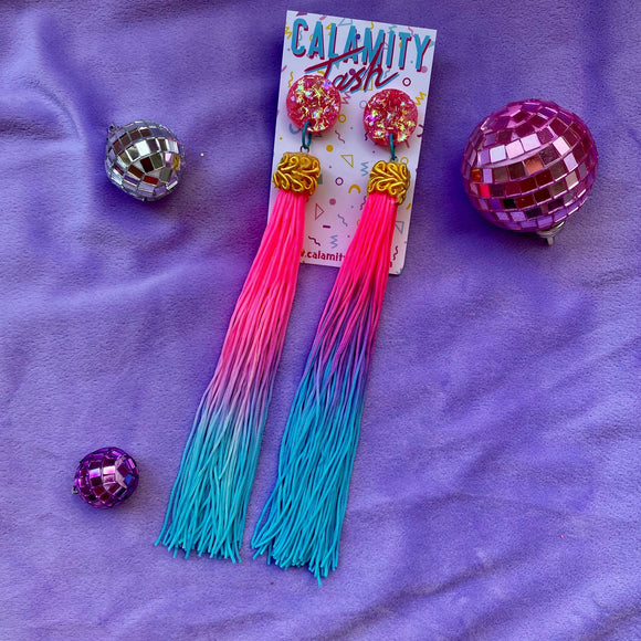 Calamity Tash - Neon Tassel Earrings. Sold at Have You Met Charlie?, a unique gift shop located in Adelaide, South Australia.