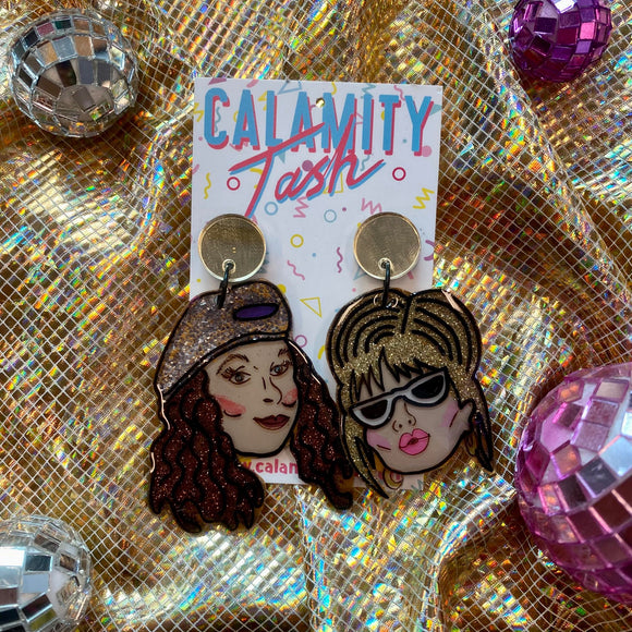 Calamity Tash - Ab Fab Eddie & Patsy Earrings, Sold at Have You Met Charlie?, a unique gift shop located in Adelaide, South Australia.