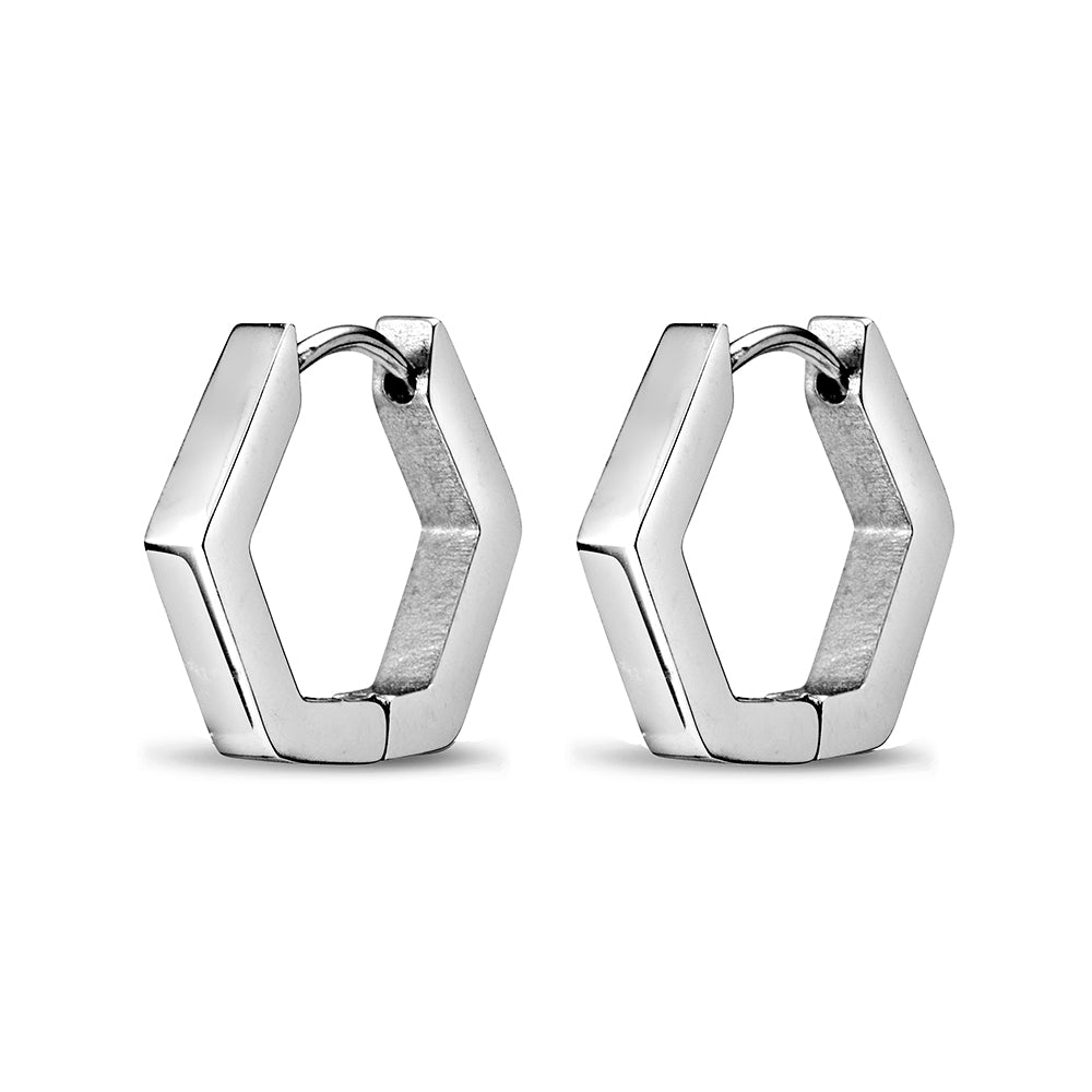 Stainless Steel Men's Earrings - Hexagon Huggies sold at Have You Met Charlie? a unique gift shop in Adelaide, South Australia