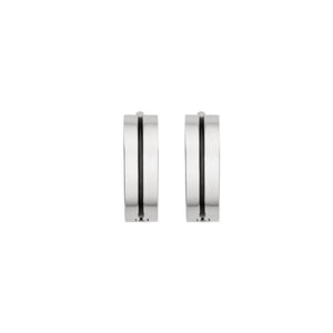 Stainless Steel Men's Earrings - Black Stripe Huggies, Sold at Have You Met Charlie?, a unique gift shop located in Adelaide, South Australia.