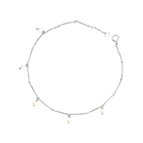 Sterling Silver Anklet - Pearls