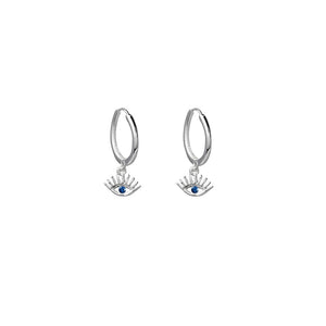 Sterling Silver sleeper earrings with tiny blue stone set in an all seeing eye. Also available in Gold plated Sterling Silver from have you met charlie adelaide gift shop south australia