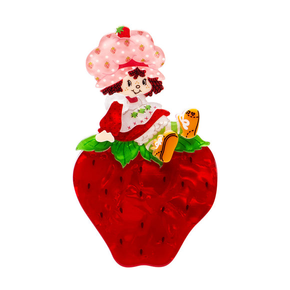 Erstwilder Strawberry Shortcake - Sitting on a Strawberry Brooch, sold at Have You Met Charlie?, a unique gift store in Adelaide, South Australia.