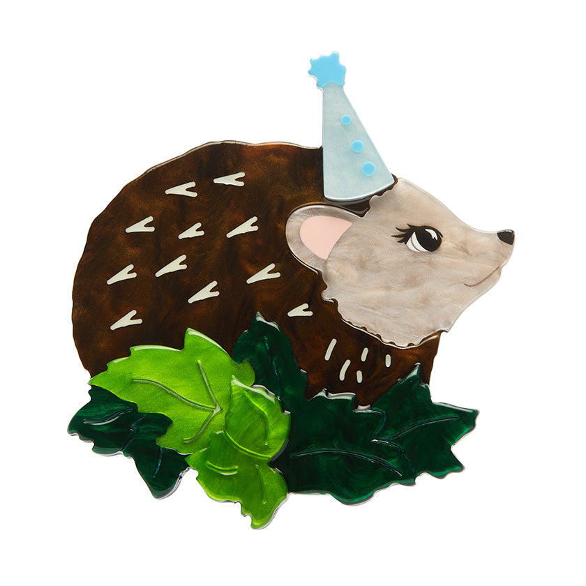 Erstwilder x Fleur Harris - Party Time Hedgehog Brooch, sold at Have You Met Charlie?, a unique gift store in Adelaide, South Australia.