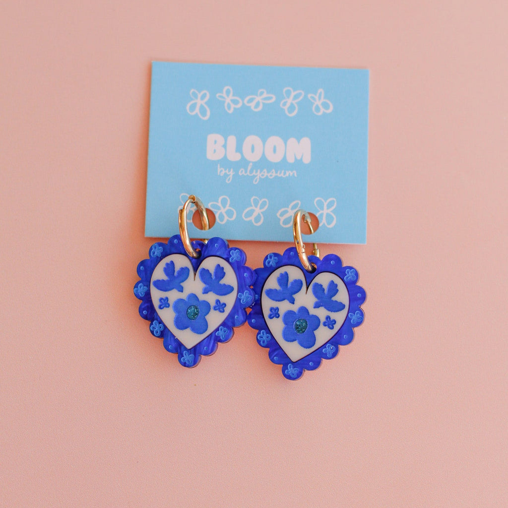 Bloom By Alyssum - Edith Vintage Heart Earrings available at Have You Met Charlie?, a unique gift store in Adelaide, South Australia.