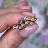 Botanical Bright Stud Earrings - Monarch Butterfly