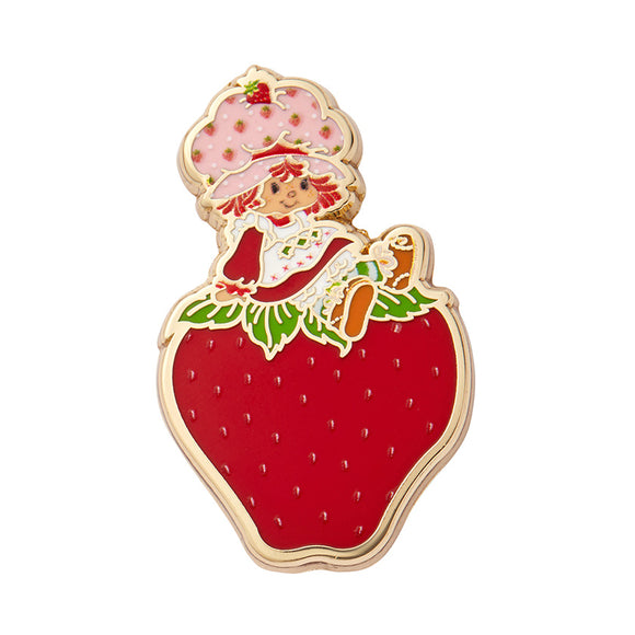 Erstwilder Strawberry Shortcake - Sitting on a Strawberry Enamel Pin