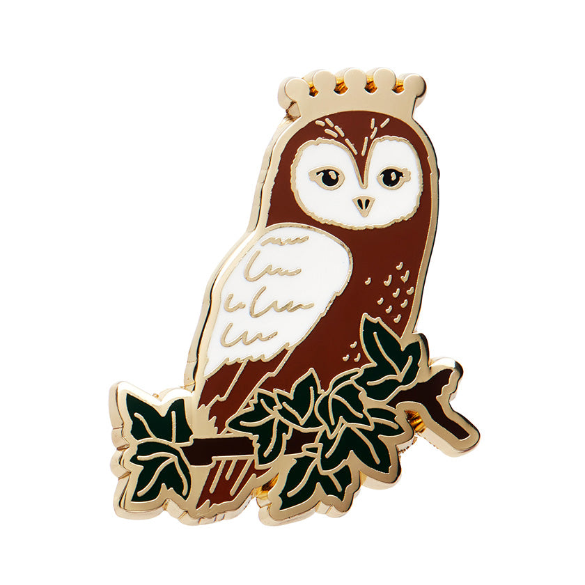 Erstwilder x Fleur Harris - Regal Woodland Owl Enamel Pin, sold at Have You Met Charlie?, a unique gift store in Adelaide, South Australia.