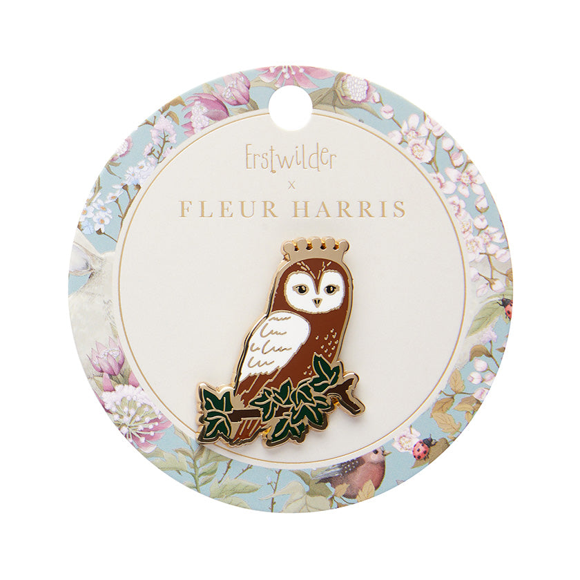 Erstwilder x Fleur Harris - Regal Woodland Owl Enamel Pin, sold at Have You Met Charlie?, a unique gift store in Adelaide, South Australia.