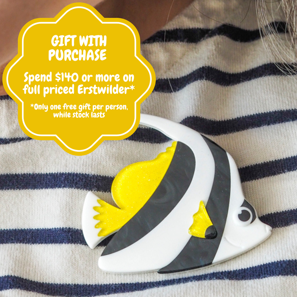 Erstwilder Great Barrier Reef Bonus Free Gift minimum spend $140* - Bannerfish Brooch available at Have You Met Charlie? a unique gift store in Adelaide, South Australia.