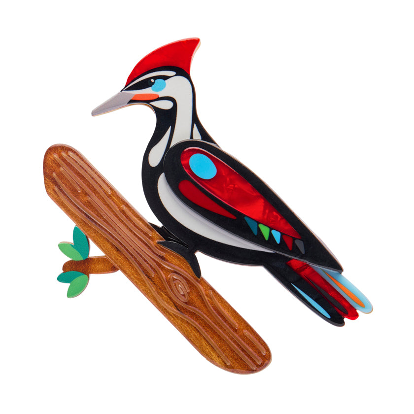 Erstwilder x Pete Cromer North America - The Persistent Pileated Woodpecker Brooch available at Have You Met Charlie?, a unique gift store in Adelaide, South Australia.
