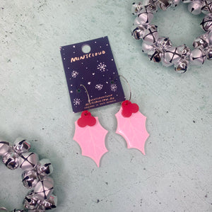 Mintcloud Christmas Earrings - Pink Holly