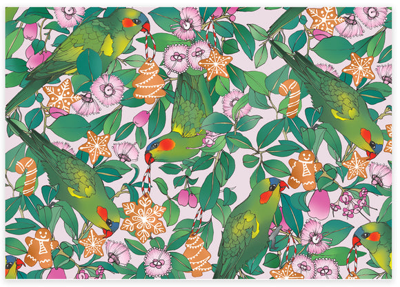 Earth Greetings Folded Wrapping Paper - Lorikeets and Lilly Pilly