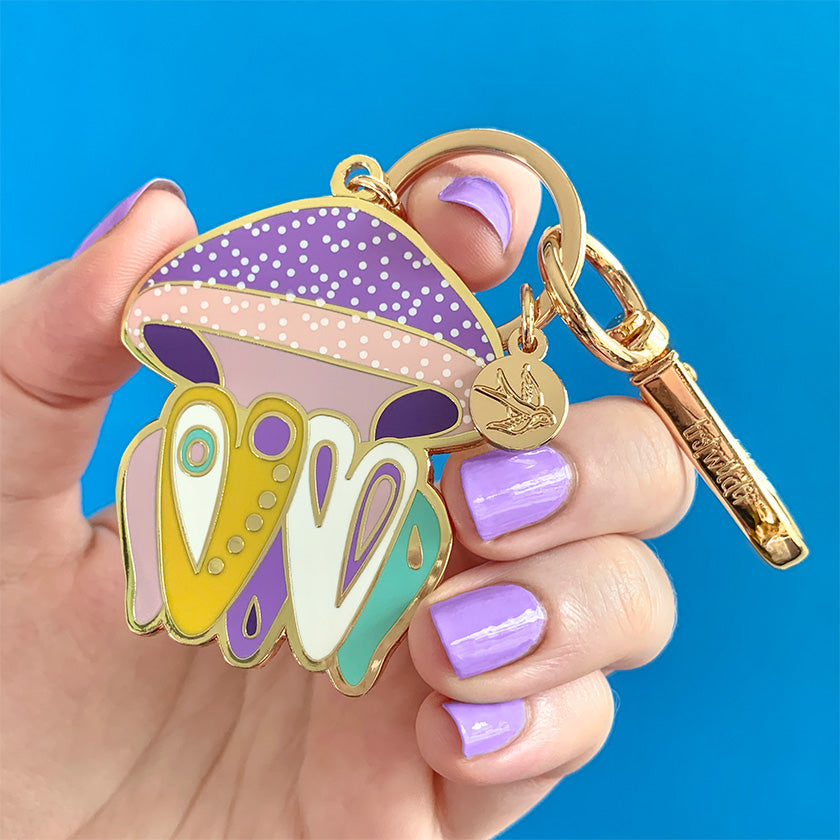 Erstwilder x Pete Cromer Sea Life - The Whimsical White Speckled Jellyfish Enamel Key Ringfrom have you met charlie a gift shop in Adelaide south Australian with unique handmade gifts