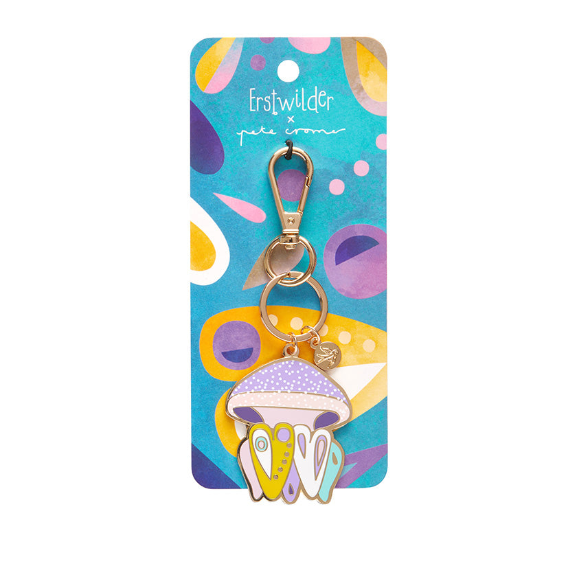 Erstwilder x Pete Cromer Sea Life - The Whimsical White Speckled Jellyfish Enamel Key Ringfrom have you met charlie a gift shop in Adelaide south Australian with unique handmade gifts