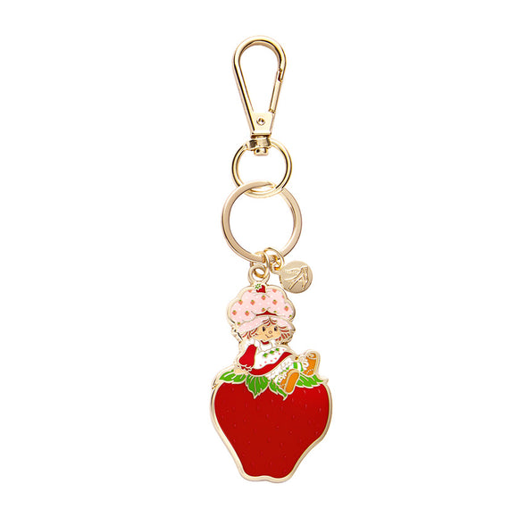 Erstwilder Strawberry Shortcake - Sitting on a Strawberry Enamel Key Ring, sold at Have You Met Charlie?, a unique gift store in Adelaide, South Australia.