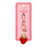 Erstwilder Strawberry Shortcake - Sitting on a Strawberry Enamel Key Ring, sold at Have You Met Charlie?, a unique gift store in Adelaide, South Australia.