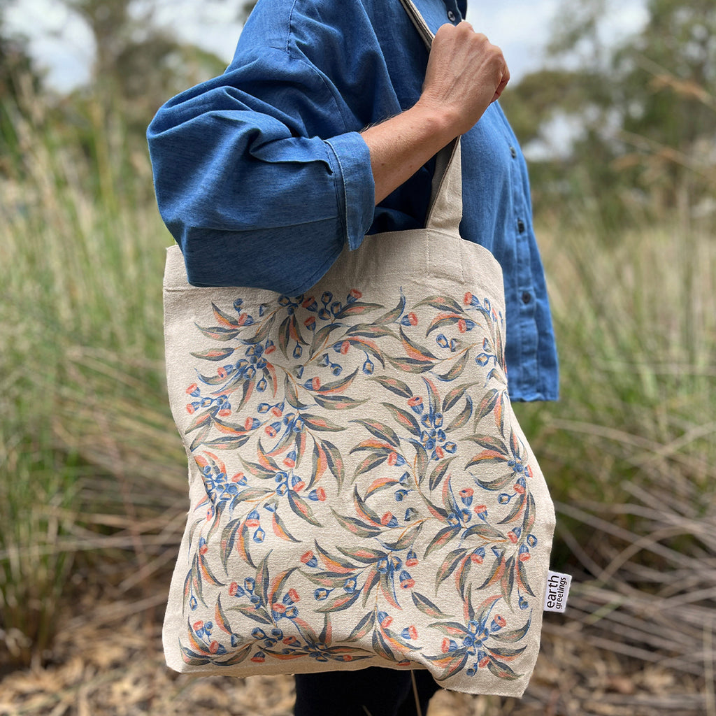 Earth Greetings Tote Bag With Pocket - Gumnut Dance, sold at Have You Met Charlie?, a unique gift shop located in Adelaide, South Australia.