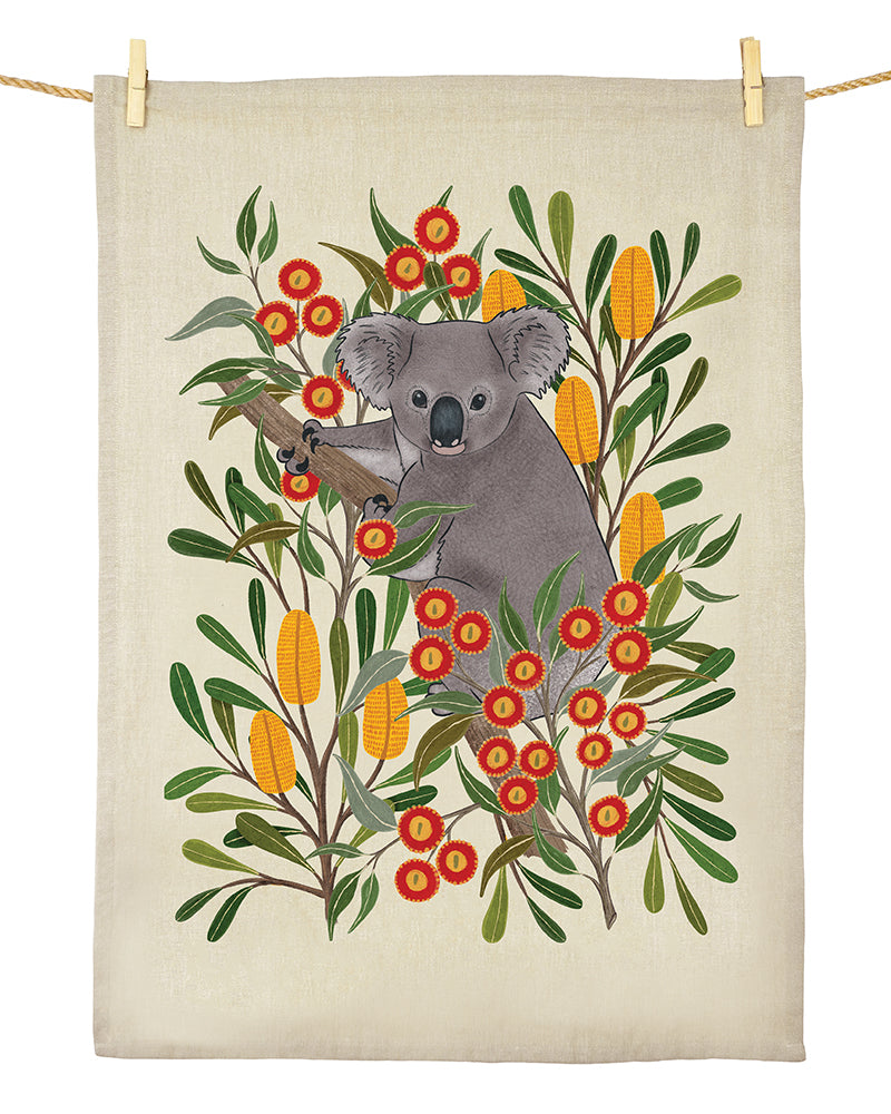 Earth Greetings Tea Towel - Koala Country, sold at Have You Met Charlie?, a unique gift shop located in Adelaide, South Australia.