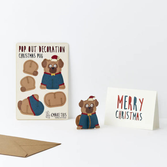 Pop Out Decoration Card - Pug Christmasfrom have you met charlie, a gift store in south australia