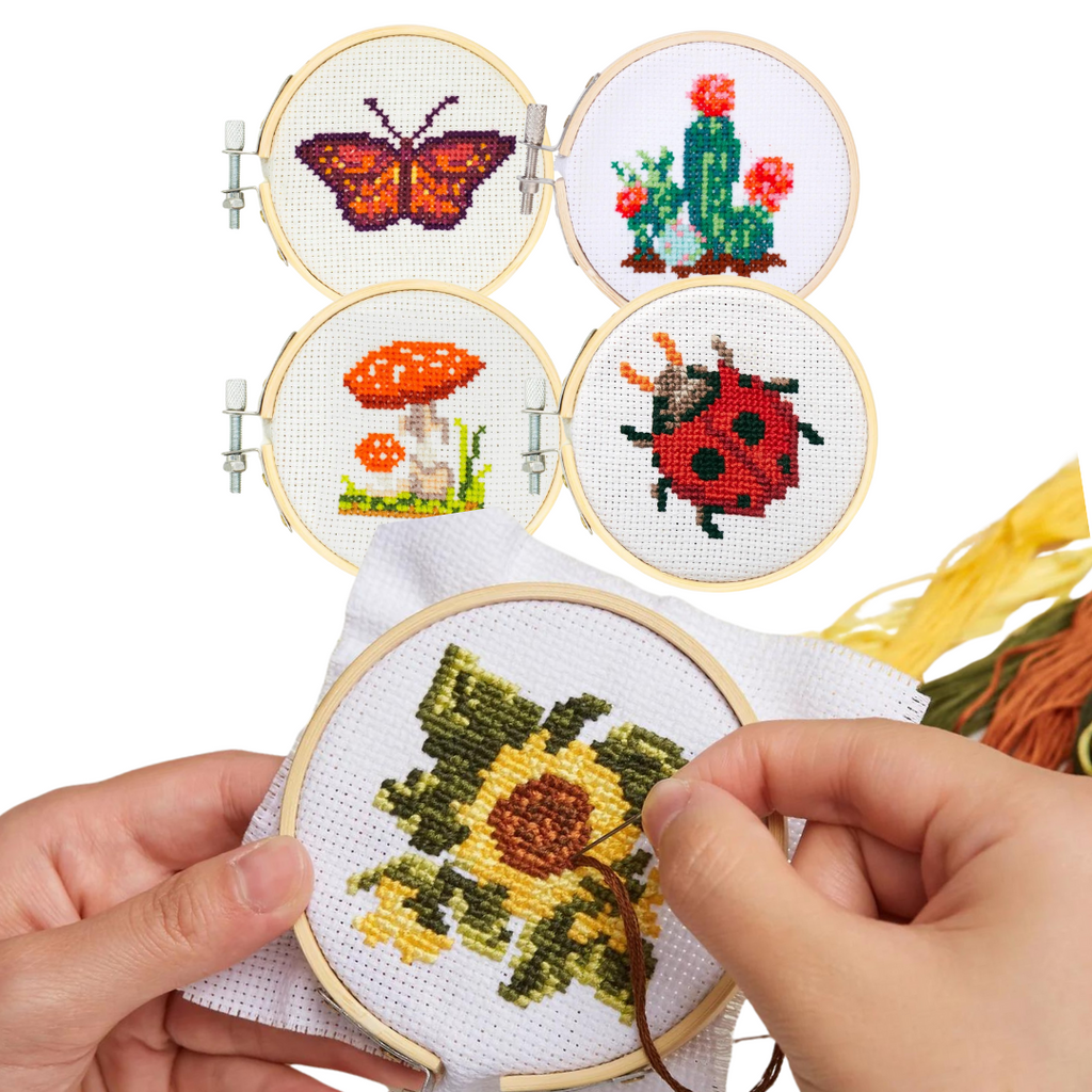 Kikkerland mini cross stitch embroidery kit, sold at Have You Met Charlie?, a unique gift store in Adelaide, South Australia.