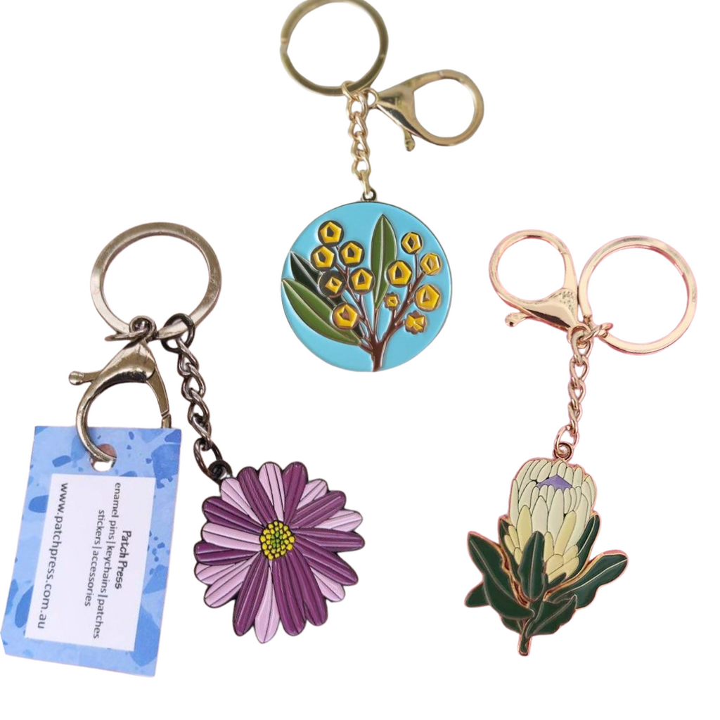 Patch Press flower keychains from Have You Met Charlie? a gift shop with unique Australian handmade gifts in Adelaide, South Australia