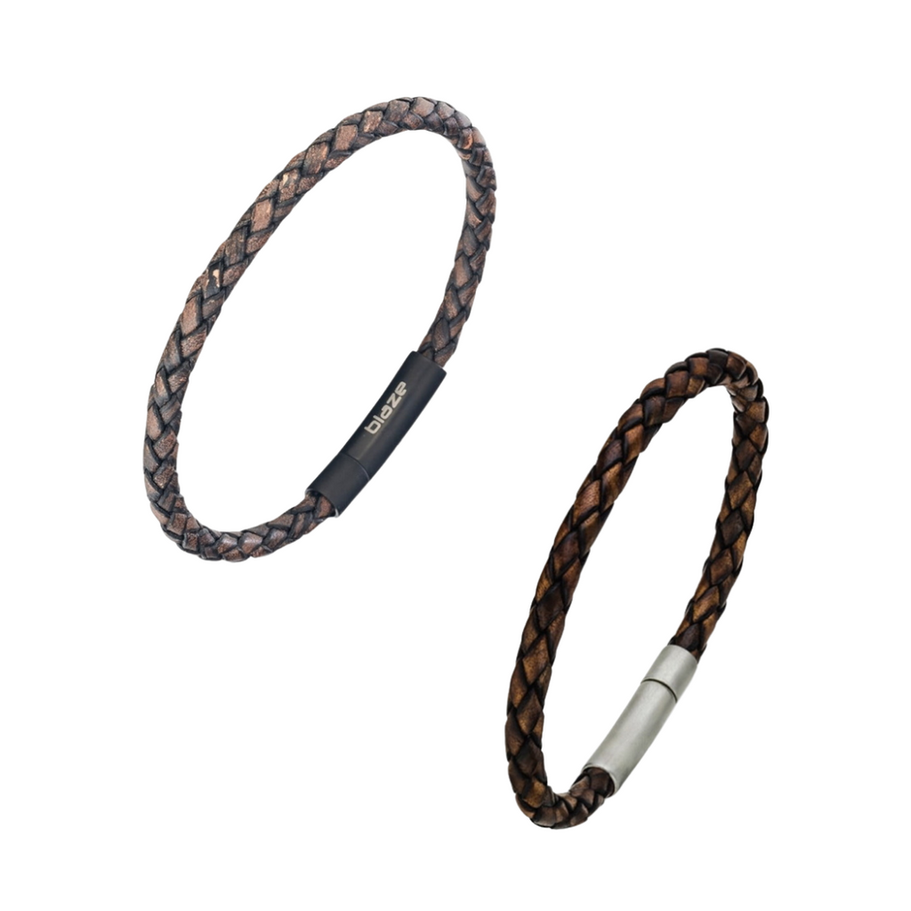 Leather & Stainless Steel Men's Bracelet - Thin Brown Braid Various. Sold at Have You Met Charlie?, a unique gift shop located in Adelaide, South Australia.