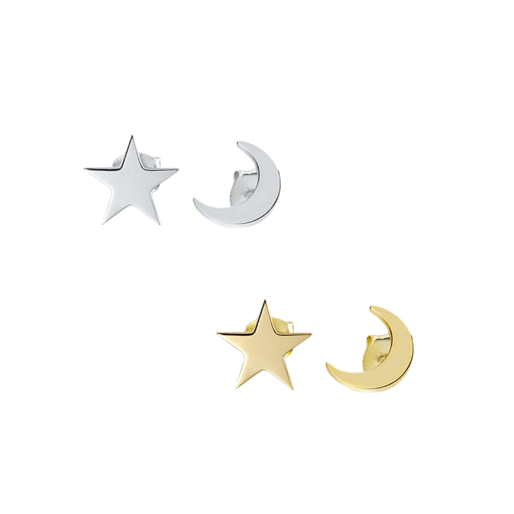 Sterling Silver Stud - Moon & Star. Sold at Have You Met Charlie?, a unique gift shop located in Adelaide, South Australia.