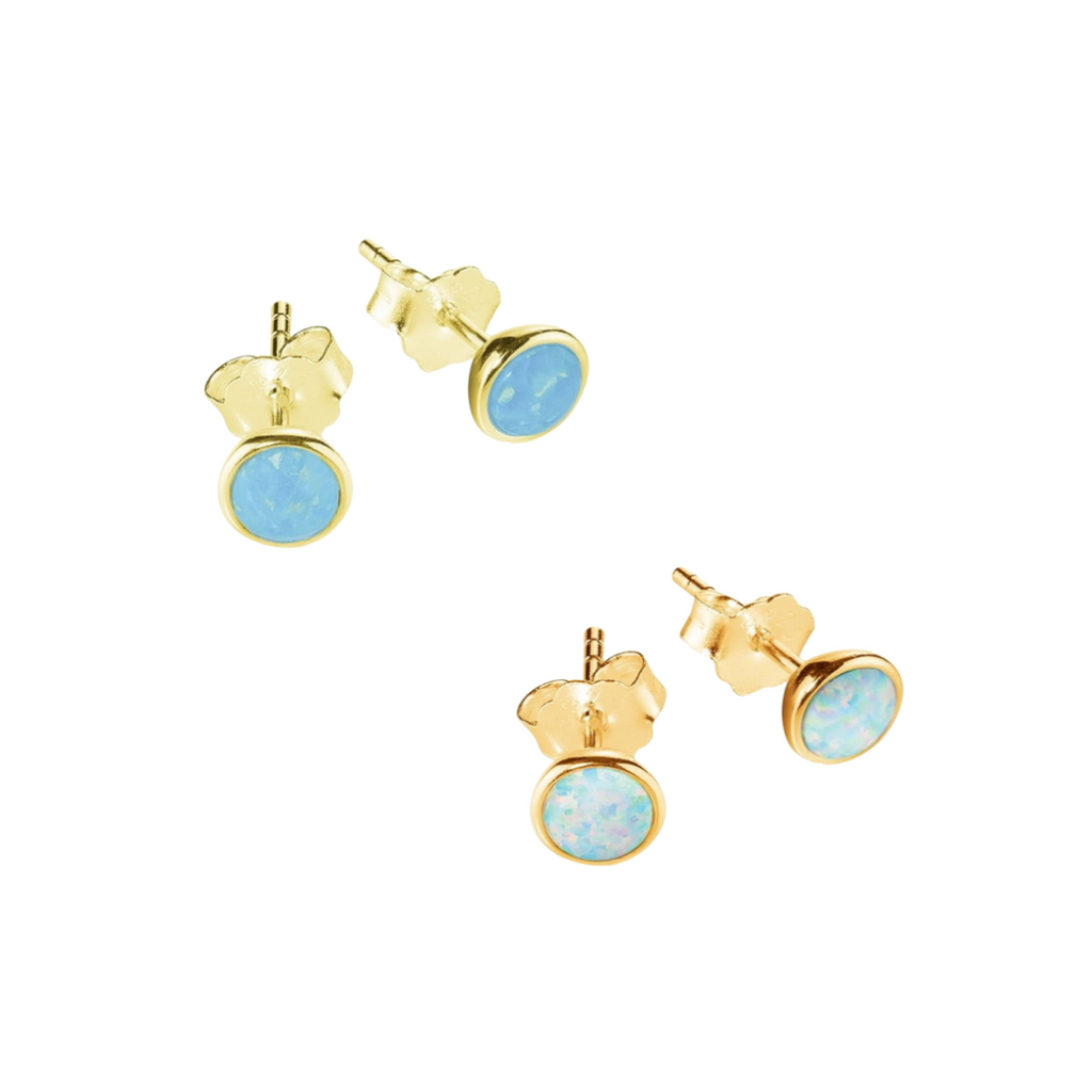 Sterling Silver Studs - Gold Opalite Studs. Sold at Have You Met Charlie?, a unique gift shop located in Adelaide, South Australia.