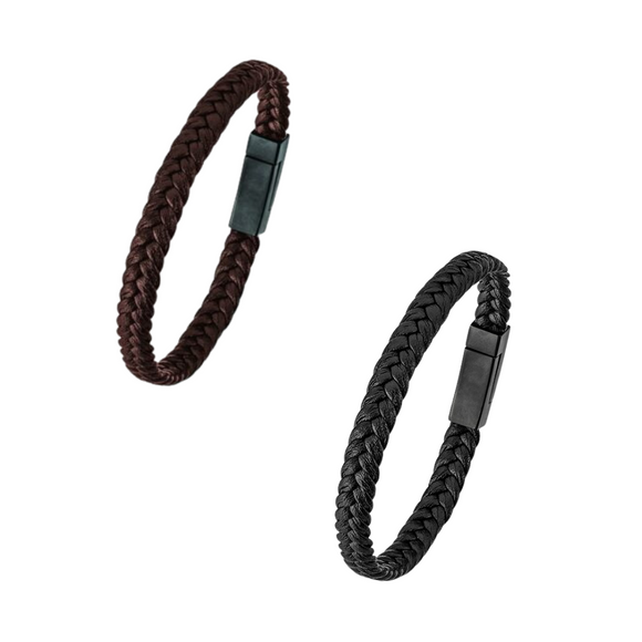 Leather & Stainless Steel Men's Bracelet - Magnetic Clasp Various. Sold at Have You Met Charlie?, a unique gift shop located in Adelaide, South Australia.