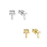 Sterling Silver Earrings - CZ Cross Stud